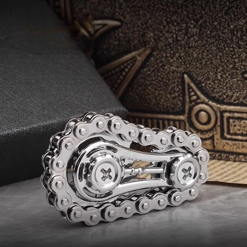 Chaînes engrenage Fidget Spinner Gyroscope pignon du bout des doigts main Spinner chaîne engrenage métal toupie roue engrenage chaîne Gyroscope