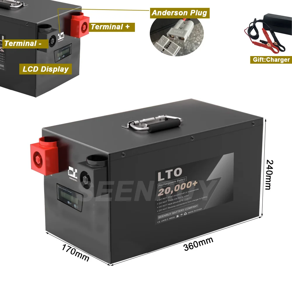 12V 100AH LTO With Charger 100A 150A Lithium Titanate Battery Perfect For The Car Refrigerator Electric Vehicle Solar System RV