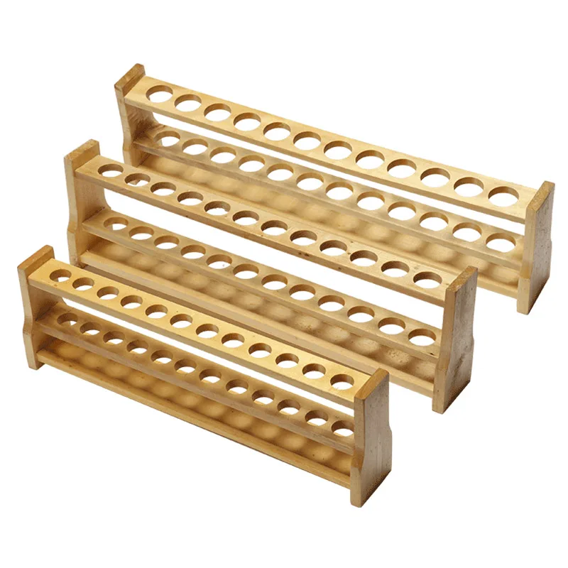 Lab Wooden Test Tube Rack Color Colorimetric Tube Rack 6 and 12 Holes 10ml 25ml 50ml 100ml