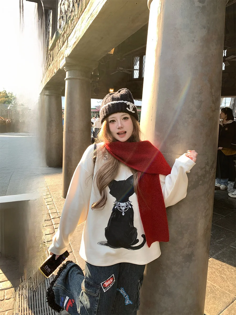 

Женская футболка Slim Fit с длинным рукавом и круглым вырезом, больших размеров, с принтом, в стиле Sweet Desire, повседневный модный топ