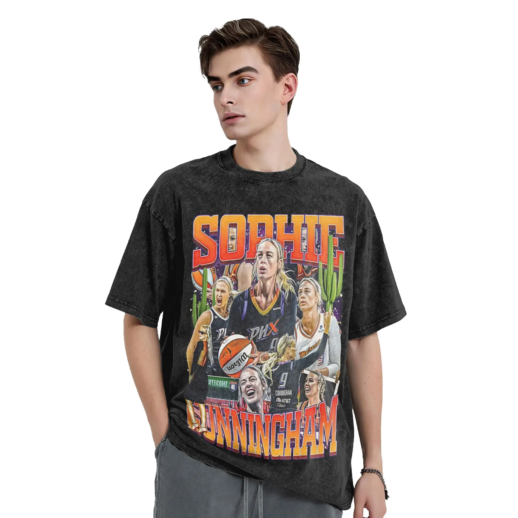 Washed T Shirt Sophie Cunningham Indiana Fever Hip Hop Novelty T-Shirt Harajuku  Streetwear 100% Cotton Summer Tops Tees