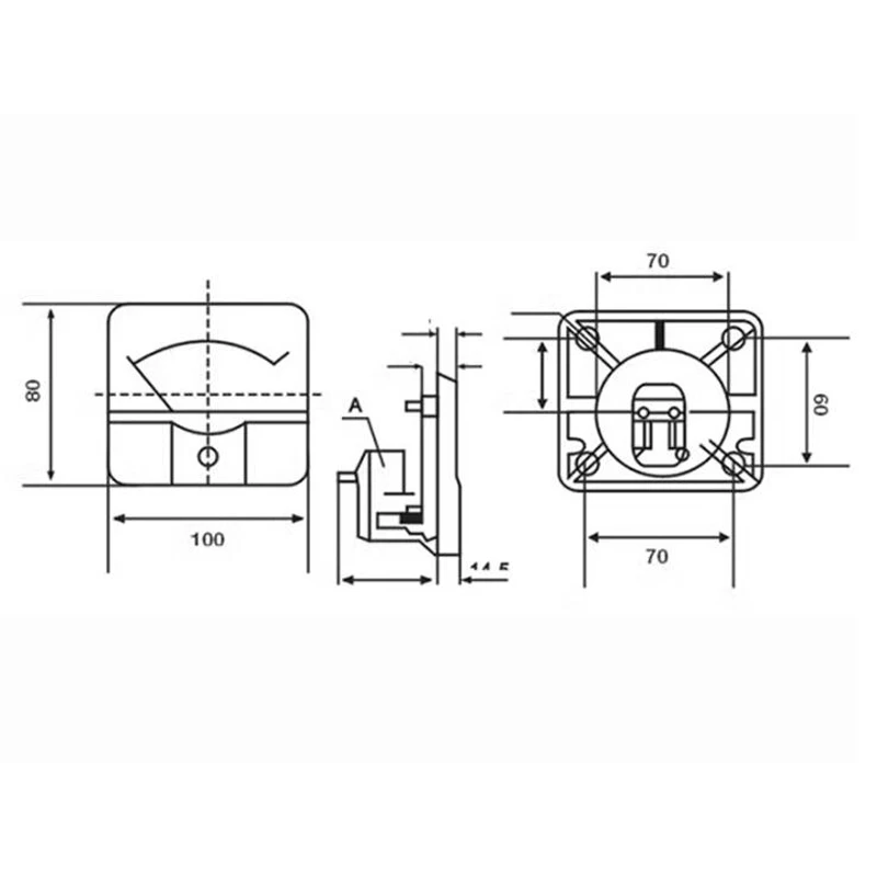 44C2 DC μA 50UA 100UA 200UA 300UA 500UA Analog Panel Pointer type DC ammeter 44C2-A Mechanical MeterPositive And Negative Poles