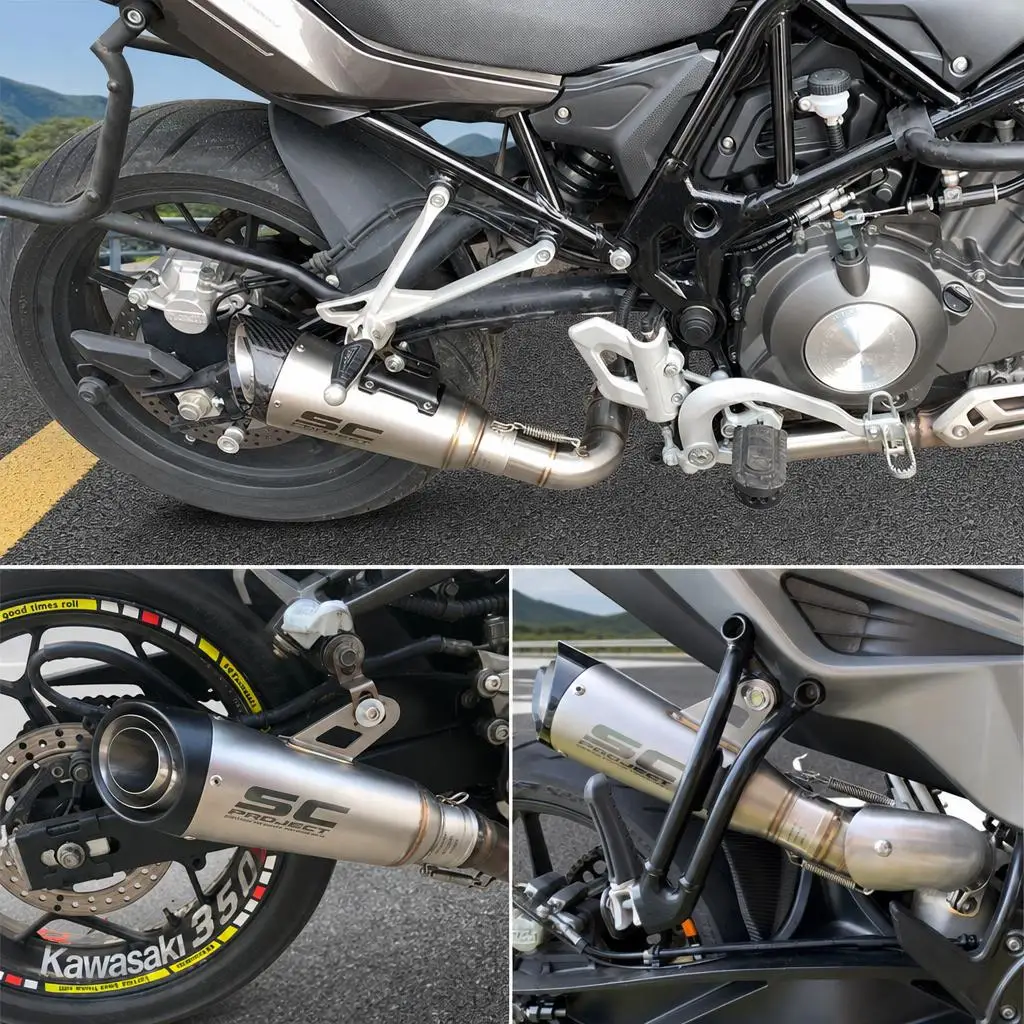 Image of 51mm Universal Motorrad-Auspuffanlage Escape DB Killer Schwarz Carbon-Optik Doppel- oder Dreifachschichtiger Motorrad-Auspuff