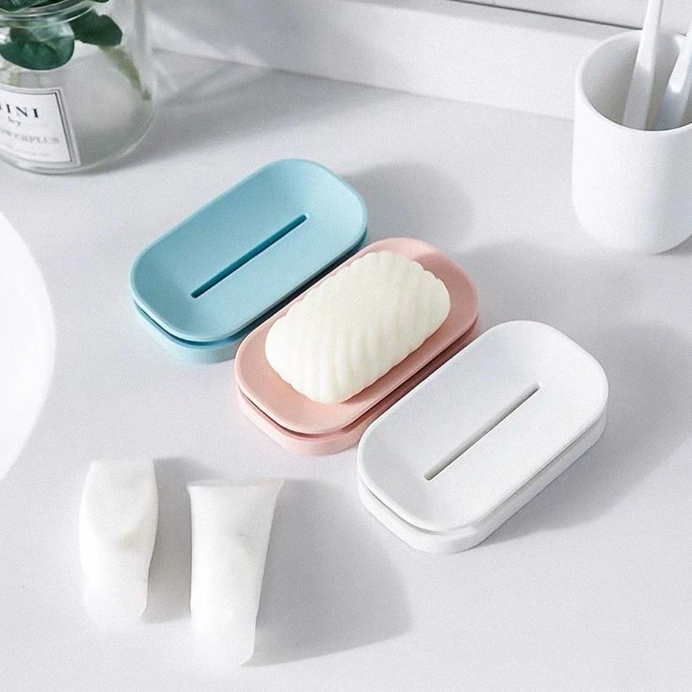 

4pcs Plastic Dish Double Layer Drain Design Fast Drying Bar Soap Holder For Bathroom Sink Shower Travel Soap Box Saver