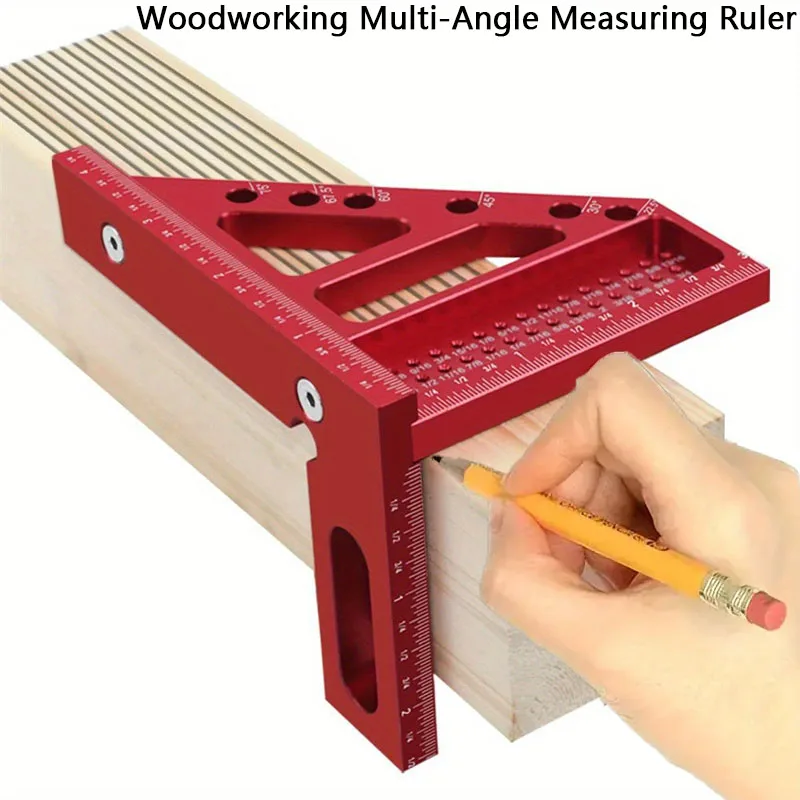 

1pc Woodworking 3D Multi-Angle Measuring Ruler Aluminum Alloy Imperial 45/90 Degree Angler Scriber For Engineers And Carpenters