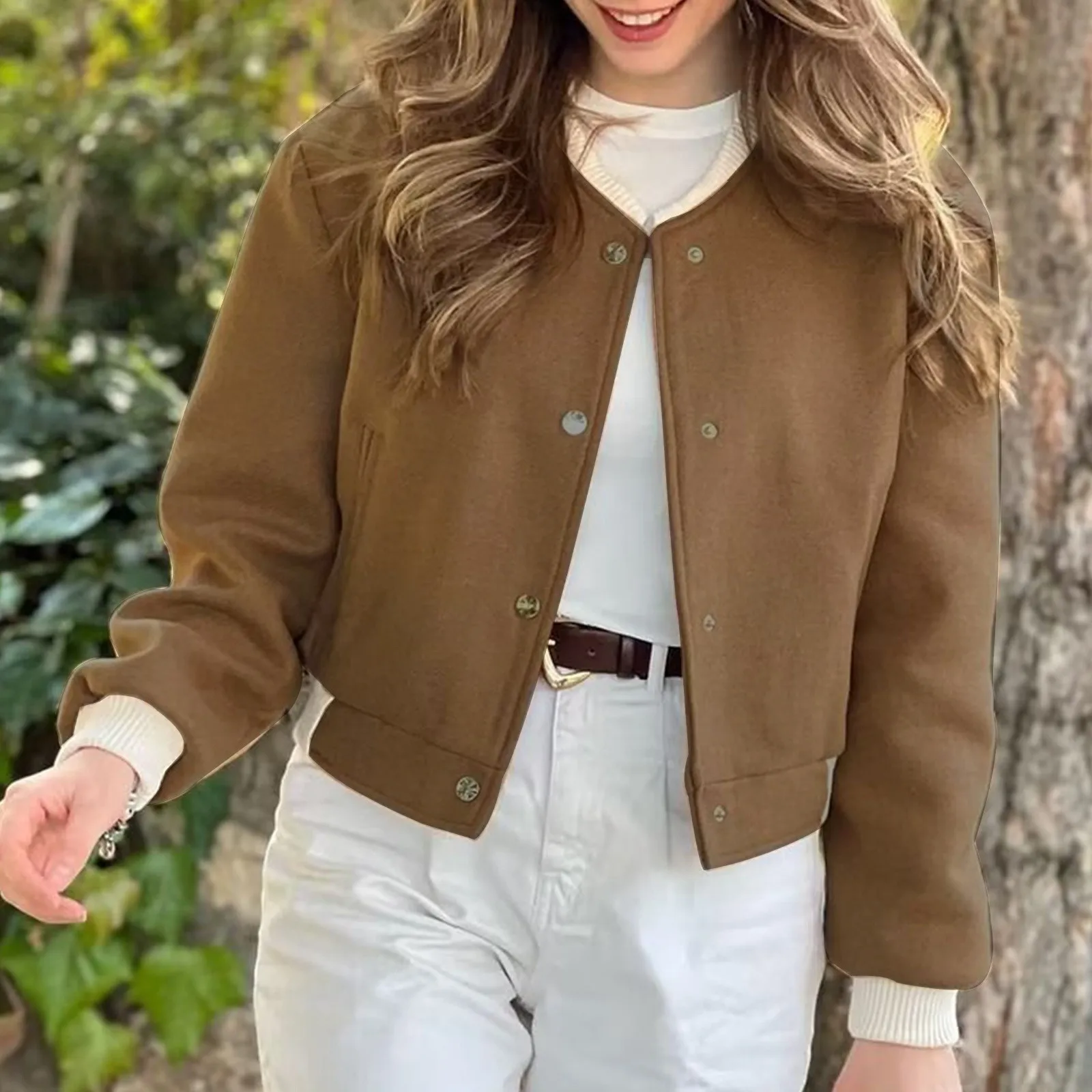 Chaquetas Bomber de manga larga para mujer, abrigos elegantes con bolsillos, chaqueta informal con cuello levantado, chaqueta de piloto para exteriores, 2023