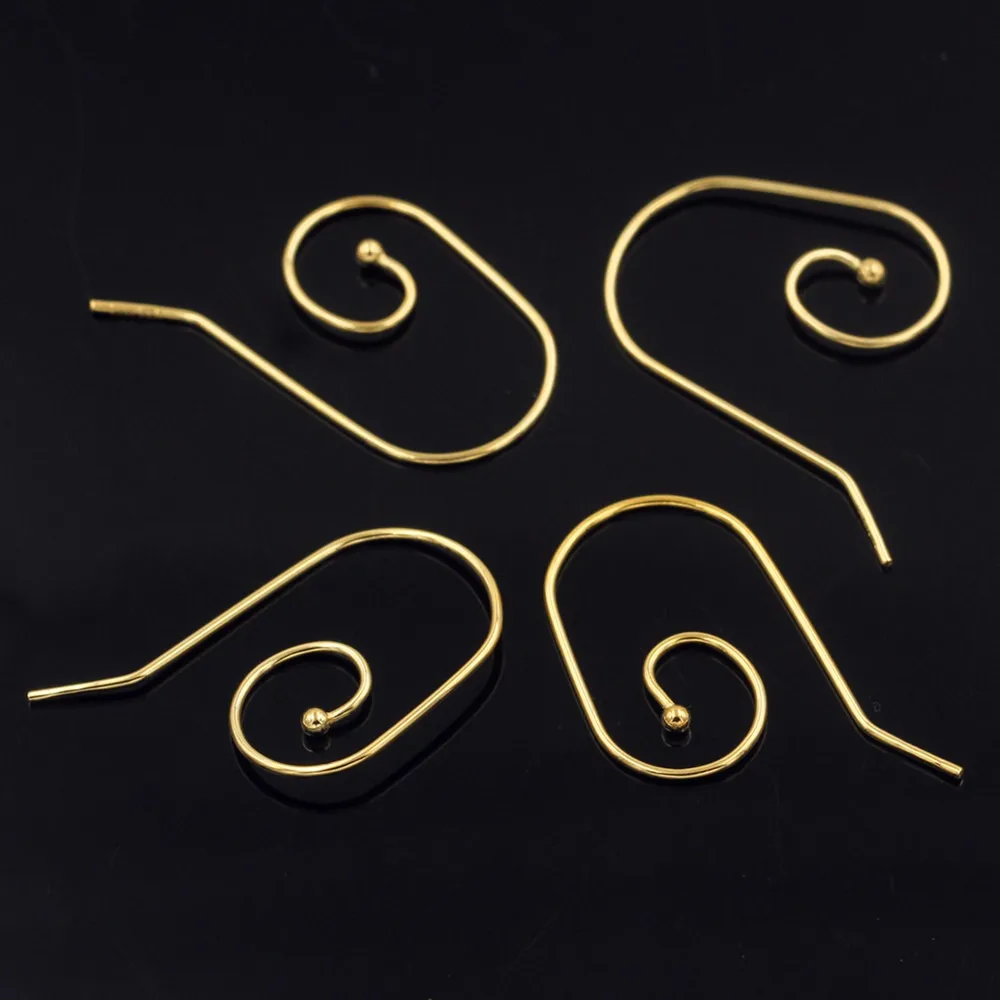 20pairs 14K Gold Plated Spiral Ear Hooks with Beads Universal DIY Earring Findings for Jewelry Making