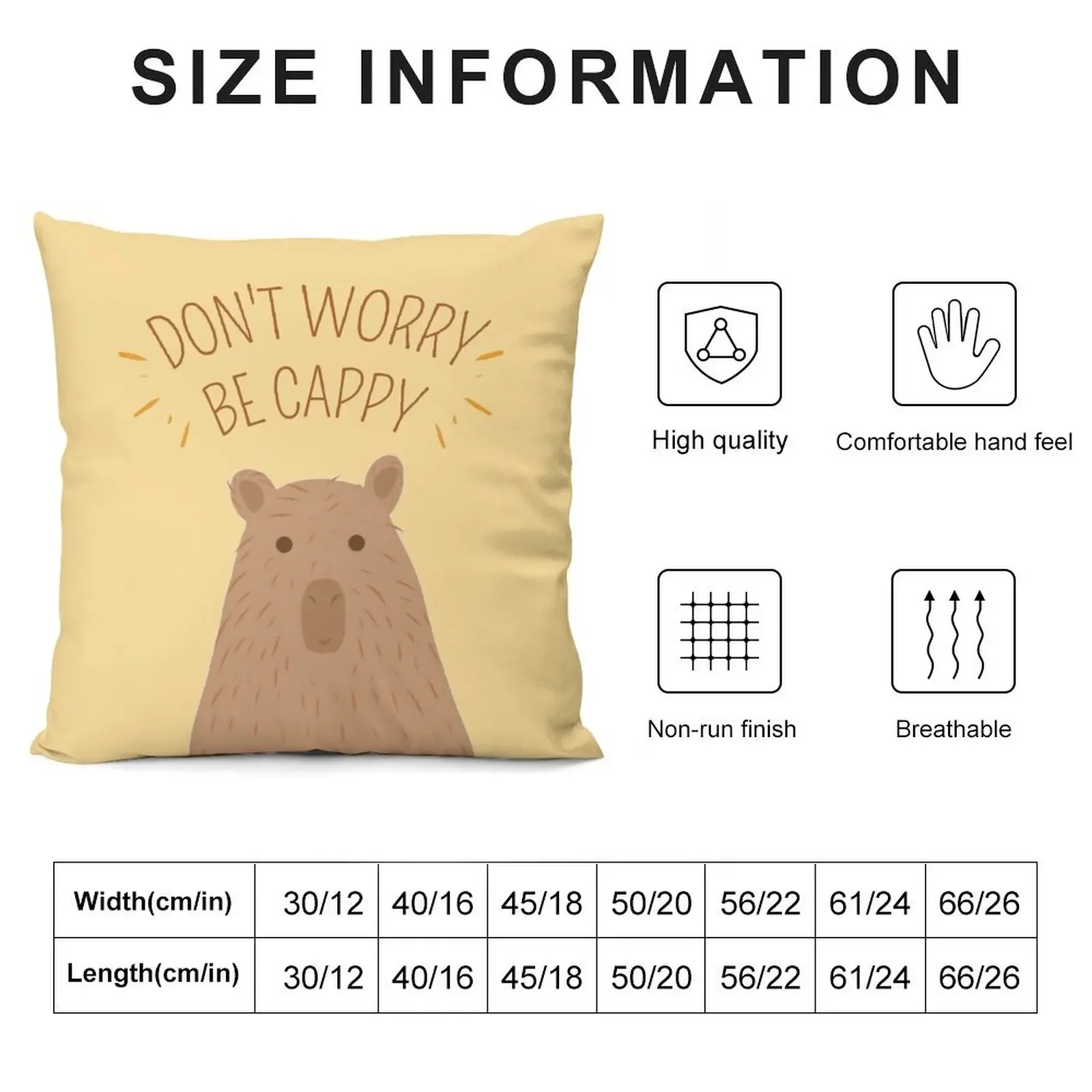 Don't Worry Be Cappy Cute Capybara Throw Pillow Embroidered Cushion Cover Pillowcases Sofa Pillow Cover pillow