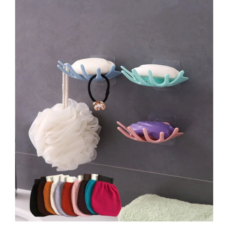 Bathroom Soap Box Suction Cup Hanging Bracket Durable Shower Frosted Gloves Massage Gloves Bathroom Tools Bathroom Accessories