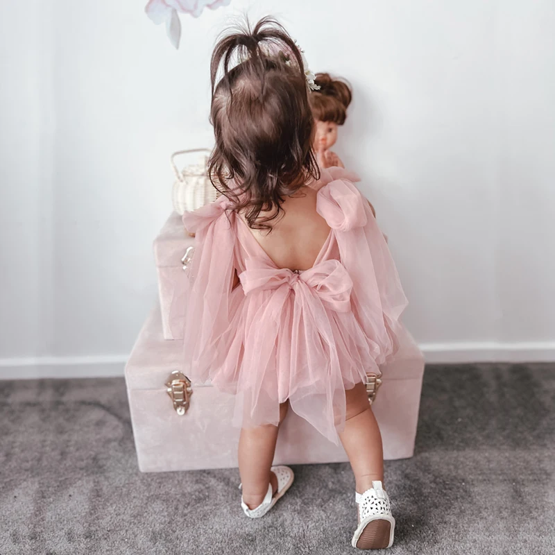 2024 Summer Baby Girls Party Dress Clothes Lace Bodysuits & One-pieces Baby Photograph Clothing