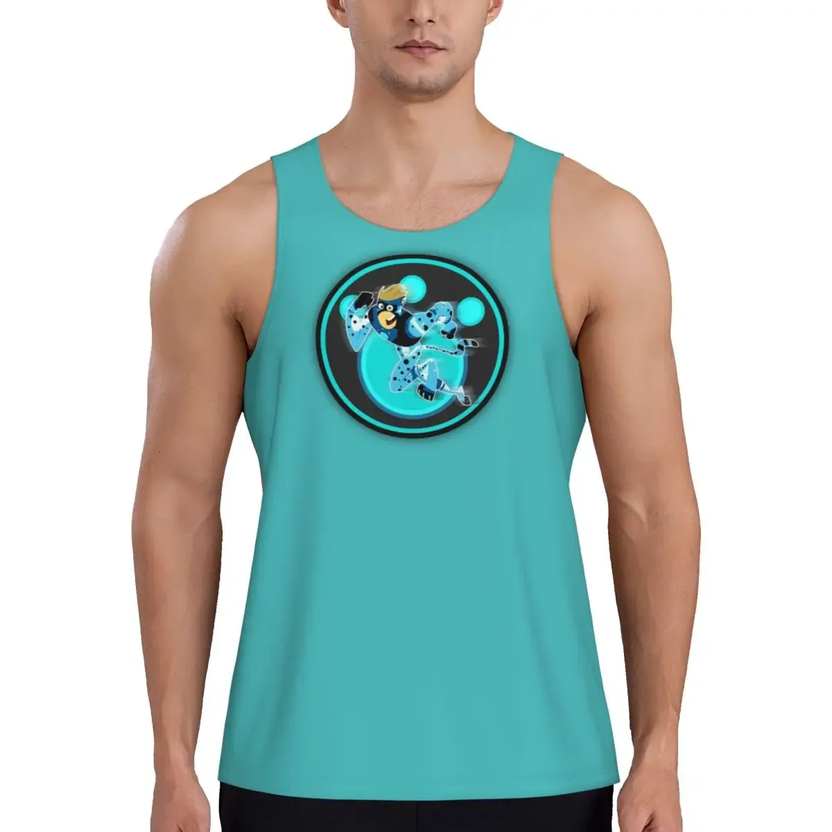 Schnell trocknendes, blaues Gym-Tanktop von Wild Kratts, ärmelloses Muskelshirt, atmungsaktive Weste für Bodybuilding