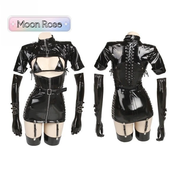 

Sexy Dark Nurse Costume Crooked Cute House Dark Dynasty Design Patent Leather cos anime Cosplay Comics Cyberpunk Future