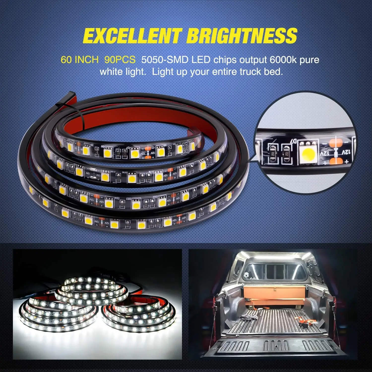 ANMINGPU 2Pcs LED Car Lights Strip Truck Cargo Bed Turn Signal Lights Side Maker Lighting Bar Strips for Truck Pickup  SUV Van