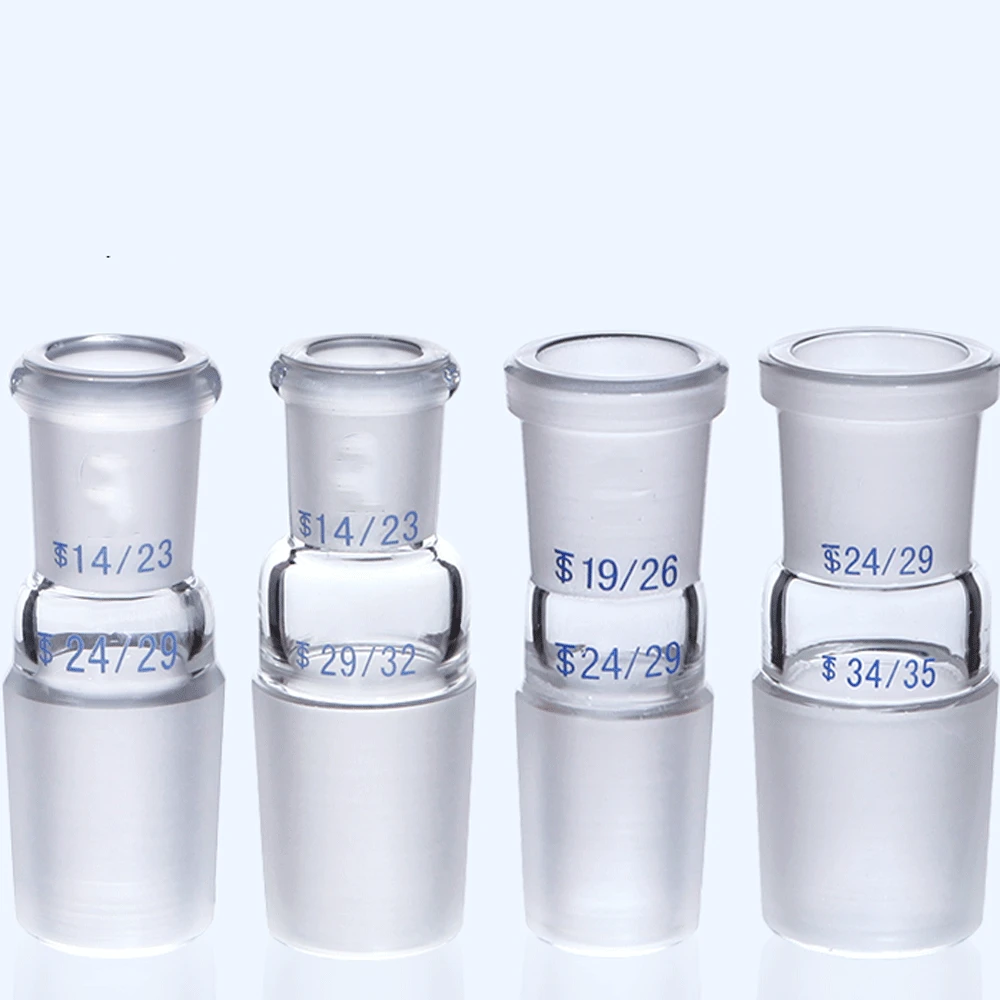 14/23 19/26 24/29 29/32 34/35 40/38 50/42 Female To Male Boro. Glass Joint Glass Reducing Transfer Adapter Glassware Laborotary
