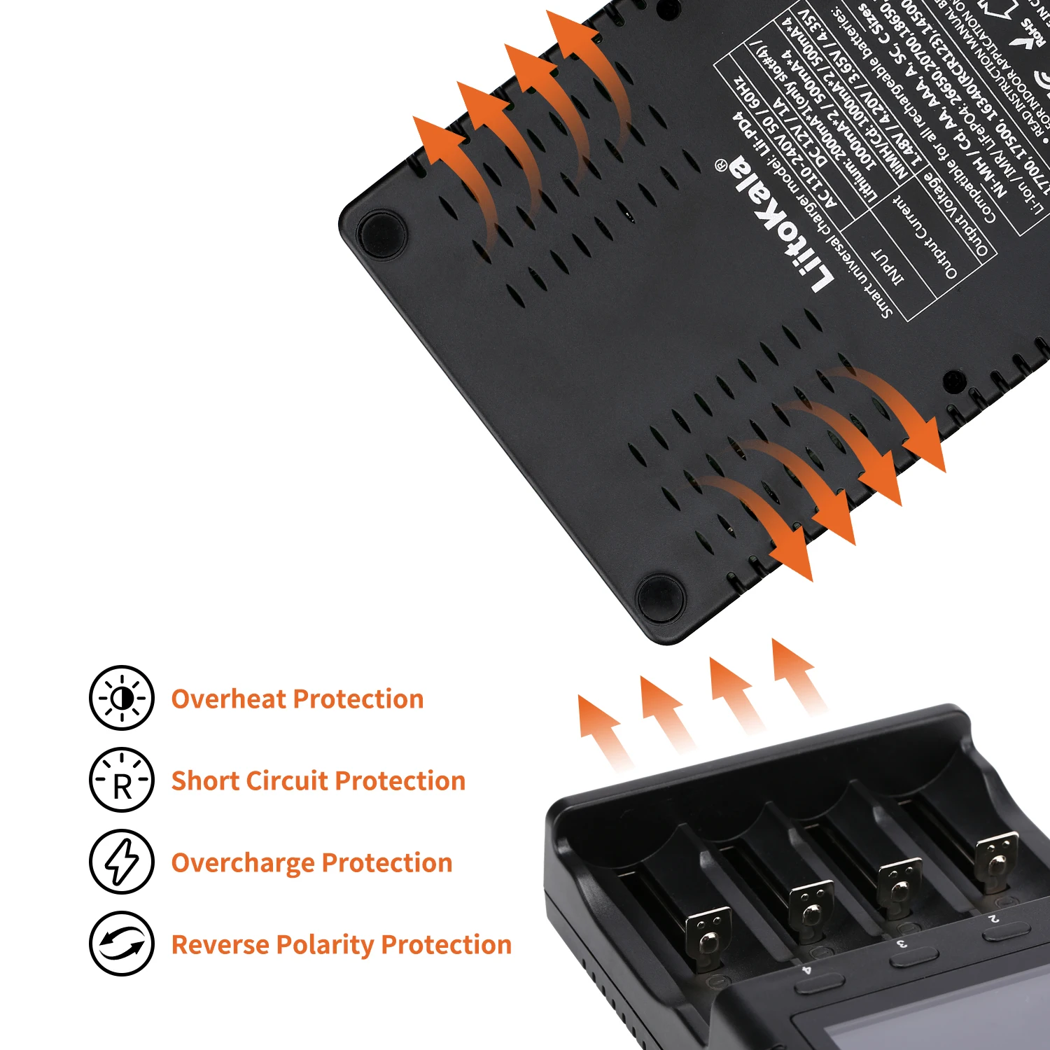 1-5PCS LiitoKala Lii-PD4 4 slot LCD 18650 Battery Charger for 1.2V 3.7V Li-ion 18650/18500/16340/26650/21700 /20700/18350 cr123a