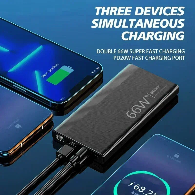 Power Bank 80000mAh 66W PD 20W External Battery Mobile Charger Large Capacity Super Fast Charging Battery Suitable for iPhone 13