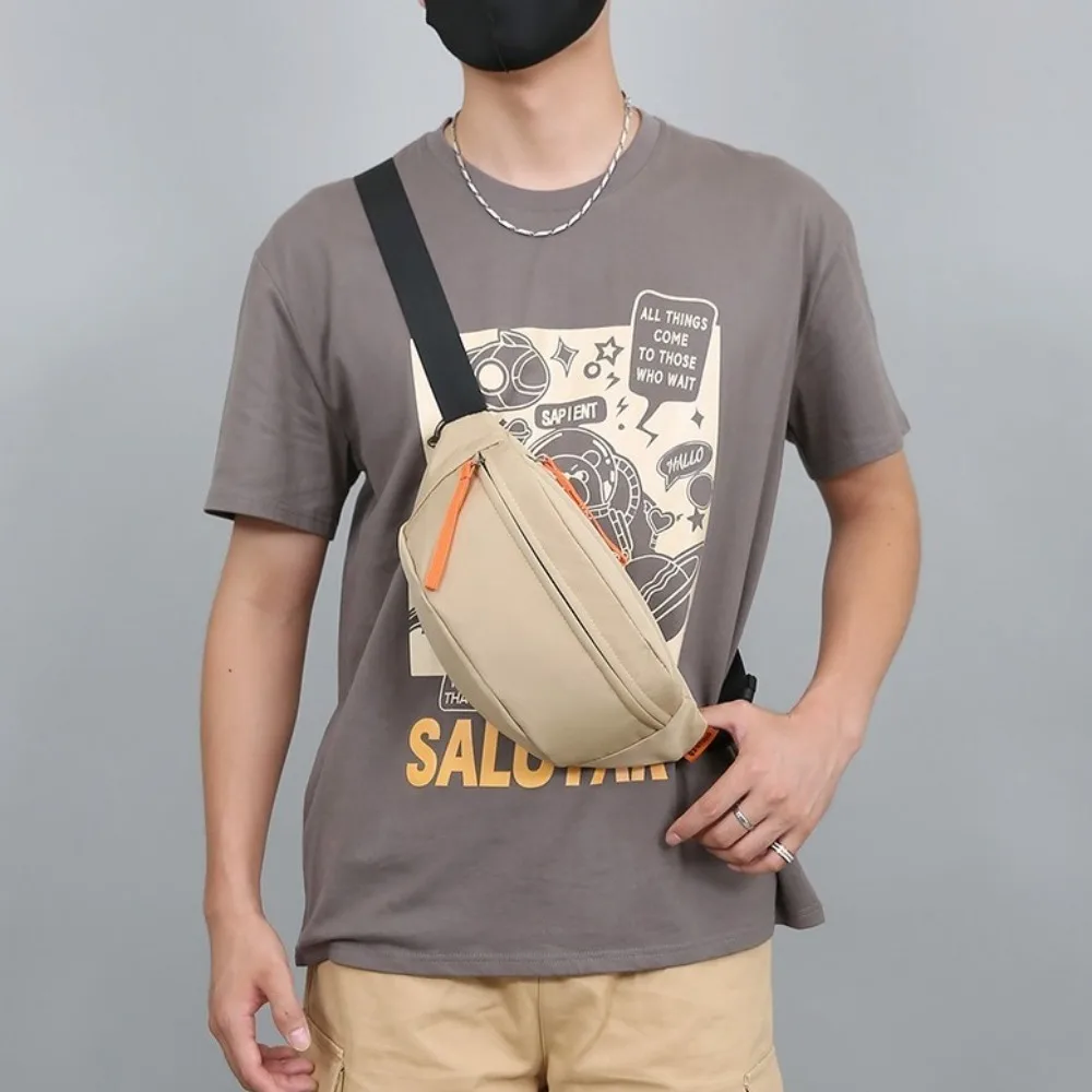 

Solid Color Nylon Waist Bag Adjustable Shoulder Strap Multi-pocket Men Chest Bag Fanny Pack Banana Bag Diagonal Shoulder Bag