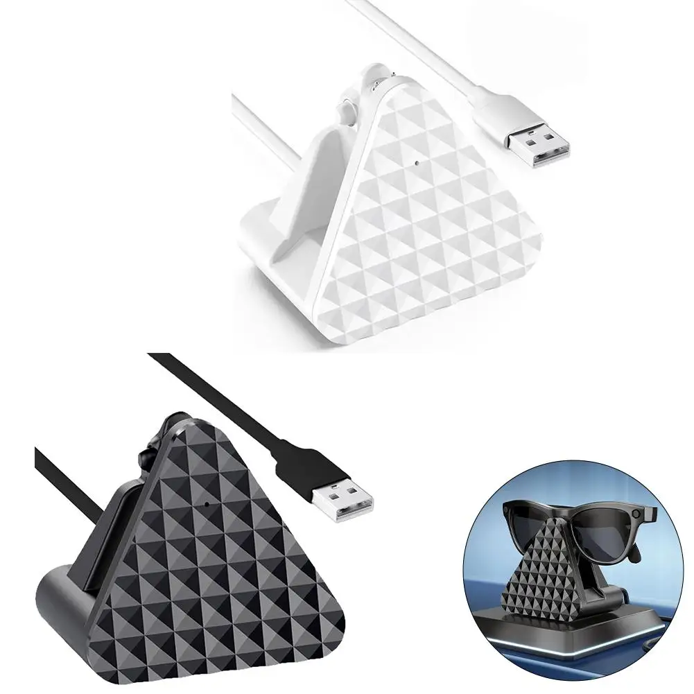 قاعدة شحن لنظارات Ray-Ban Meta الذكية Wayfarer/Skyler/Headliner حامل شحن USB-C للسفر المحمول مع كابل محول ﻿
