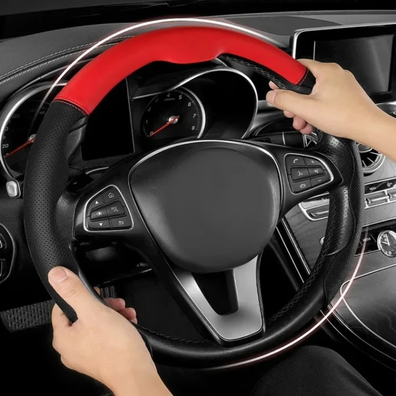 

Nappa Leather Steering Wheel Covers 37-38CM Universal Steering Covers Car Accessories Interior Non-slip Car Steering Wheel Cover