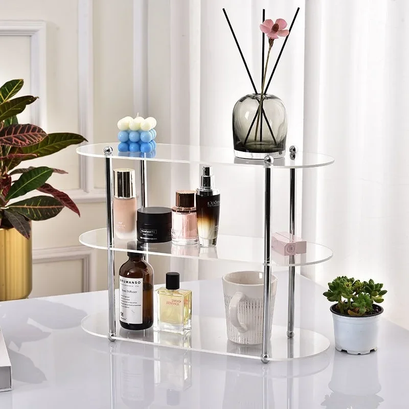 Acrylic Desktop Storage Rack Home Water Cup Perfume Bathroom Table Top Cosmetics Storage Jewelry Display Frame Organizer