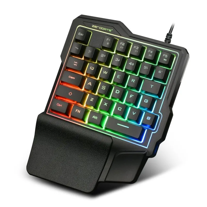 One Handed Keyboard Mobile Game Device PUBG Throne Mechanical Feel Wired Seven Color Illuminated Computer Gaming Keyboard 2025