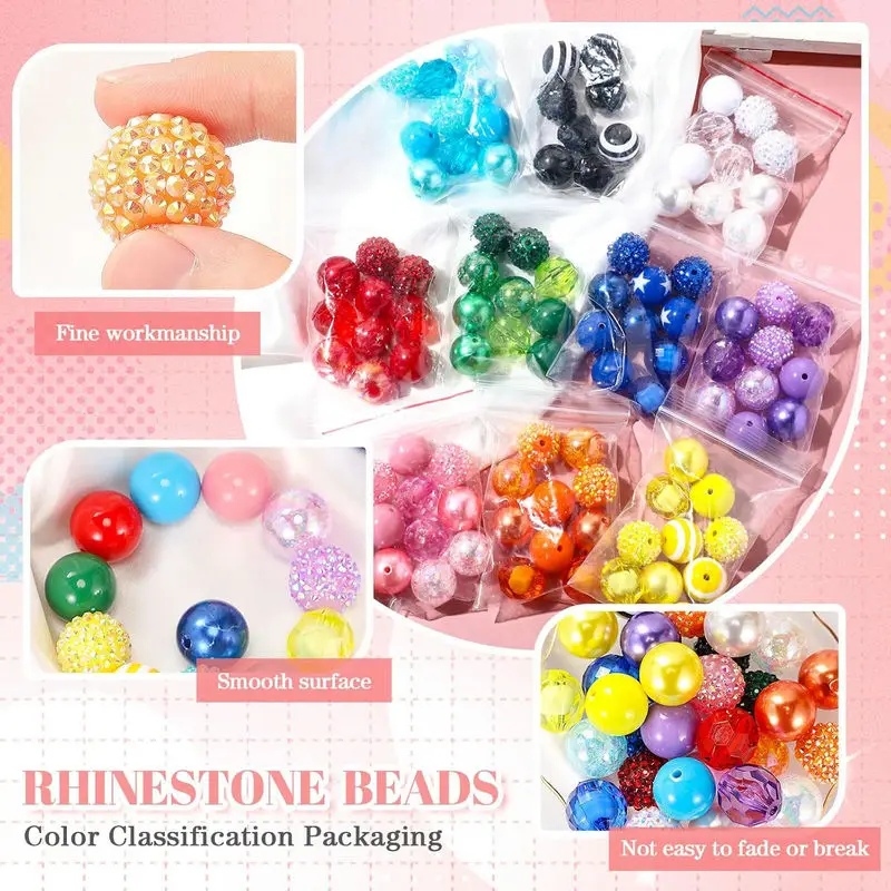 20 مللي متر أقلام صنع حجر الراين الخرز مختلط الاكريليك الزاهي الخرز الجولة سباركلي مكتنزة الخرز لصنع سوار قلادة المفاتيح
