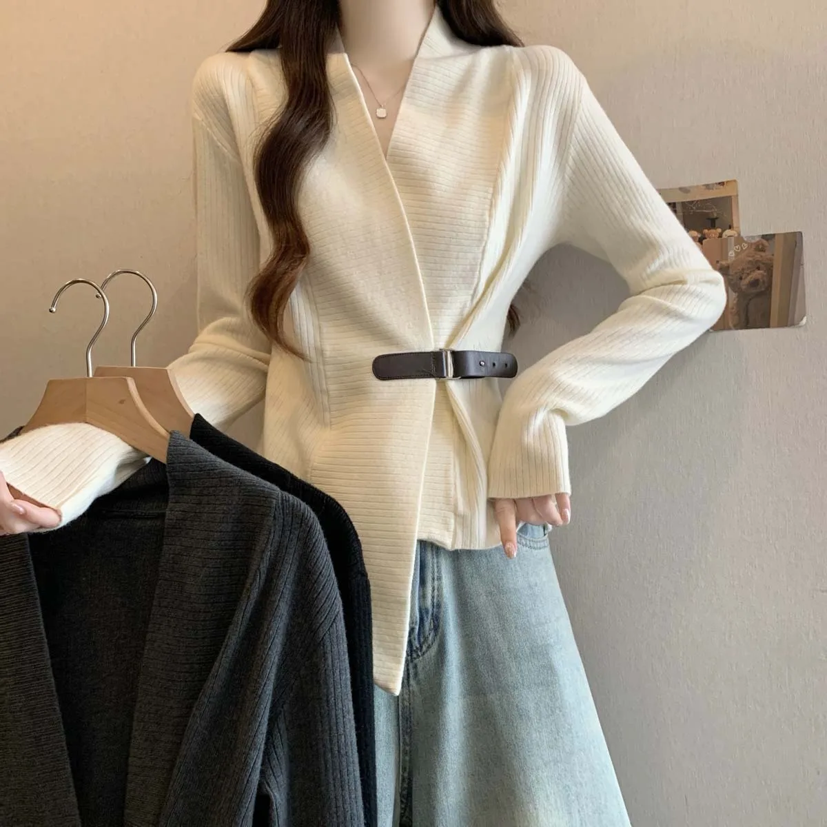 

Высококачественный женский трикотажный свитер больших размеров, осень-зима, новая утягивающая верхняя одежда, топ, свободный крой, длинный све