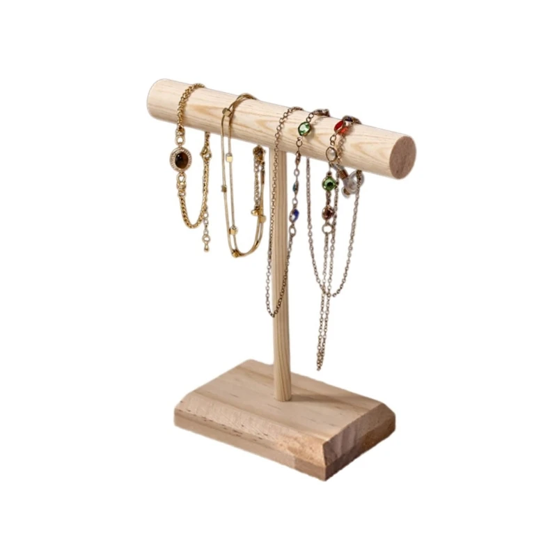 

C1FC Elegant Bracelet and Bangle Holder with Wooden Base Stylish Jewelry Rack for Retail Displays and Home Organization