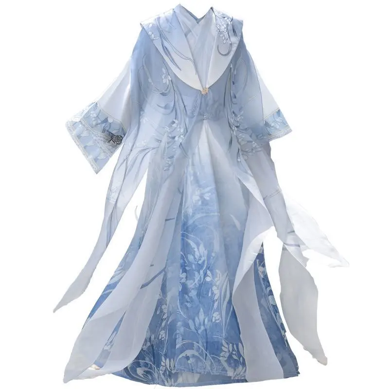 

Негабаритный костюм ханьфу, мужской китайский винтажный синий костюм ханьфу, костюм для косплея на Хэллоуин, праздничный наряд для женщин, большие размеры 3XL