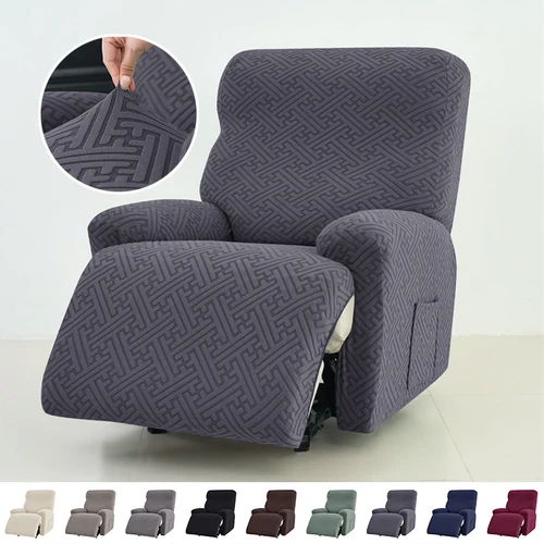 4 unids/set Jacquard funda de sofá reclinable fundas de sillón elásticas fundas de sofá antideslizantes de Color sólido para decoración del hogar y la Oficina