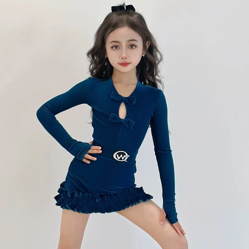 ropa-de-baile-latino-para-ninos-manga-larga-verano-otono-traje-de-practica-de-terciopelo-para-competencia-trajes-para-actuaciones-de-baile