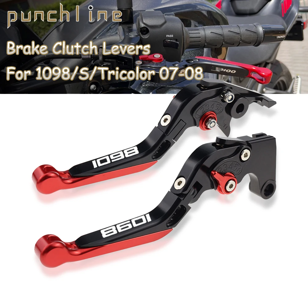 Fit 1098S Tricolor 2007-2008 Adjustable Clutch Handles For 1098 S Tricolor Folding Extendable Brake Levers