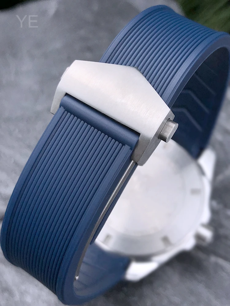 Pulseiras de relógio de material de silicone premium cuidadosamente selecionadas para Heuer Tag Aquaracer pulseira à prova de suor e amigável à pele 22 mm preto azul