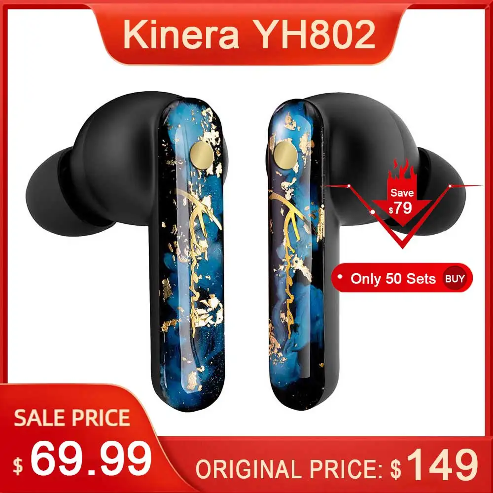 

Kinera YH802 TWS Wireless Bluetooth Headphone Reduction Hybrid ANC-35db In-Ear Earphone For Sport Music Earbuds Gifts Headest