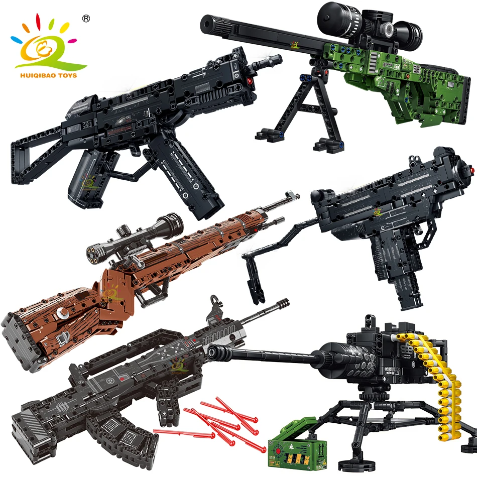 HUIQIBAO 98K AK47 Assault Rifle Model Building Blocks Military Army Weapon Pistol Building Block Imitation Gun Brick Toy for kid