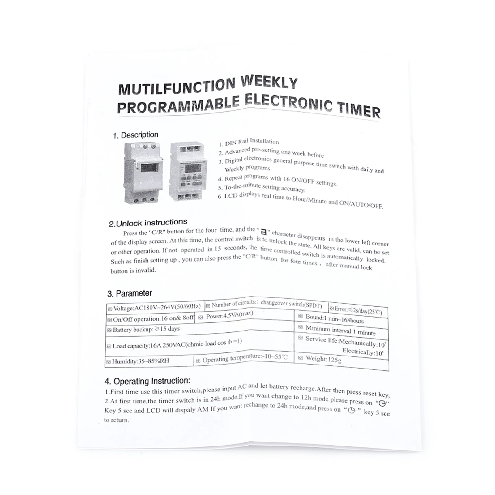 LCD Display Weekly Programmable Electronic Relay Time Switch 16on＆8off Timer Digital Time Switch Programmable Timer Switch