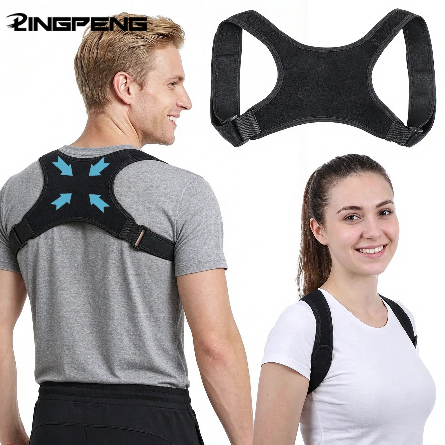 1Pc Adjustable Posture Corrector Back Support Belt- Breathable Non-Slip Ergonomic For Improved Preventing Humpback Protection
