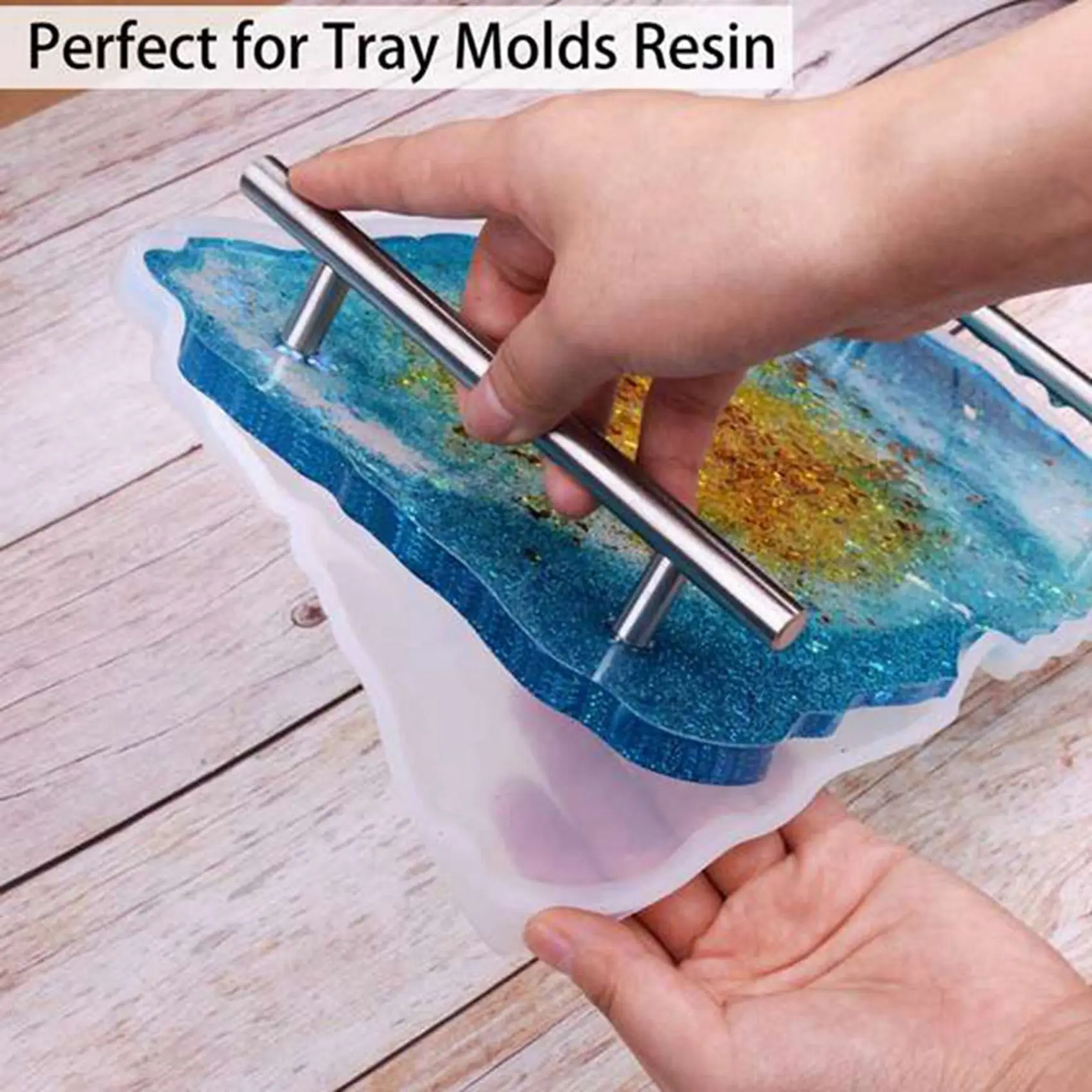 

Набор из 8 серебристых ручек для подносов из эпоксидной смолы, фурнитура из нержавеющей стали для силиконовых сервировочных подносов