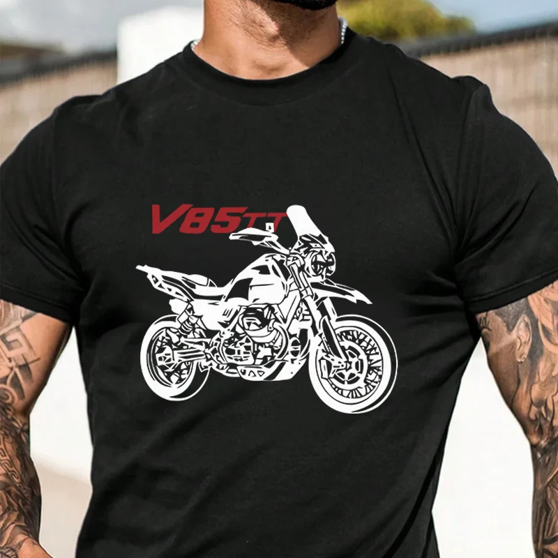 

Футболка Guzzi V85Tt V 85 Tt Moto 2026 в новом винтажном стиле с узором, мужская и женская повседневная футболка с коротким рукавом