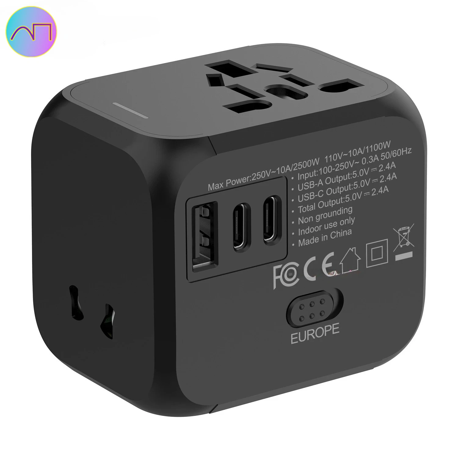 

2.4A multi-function socket travel adapter plug