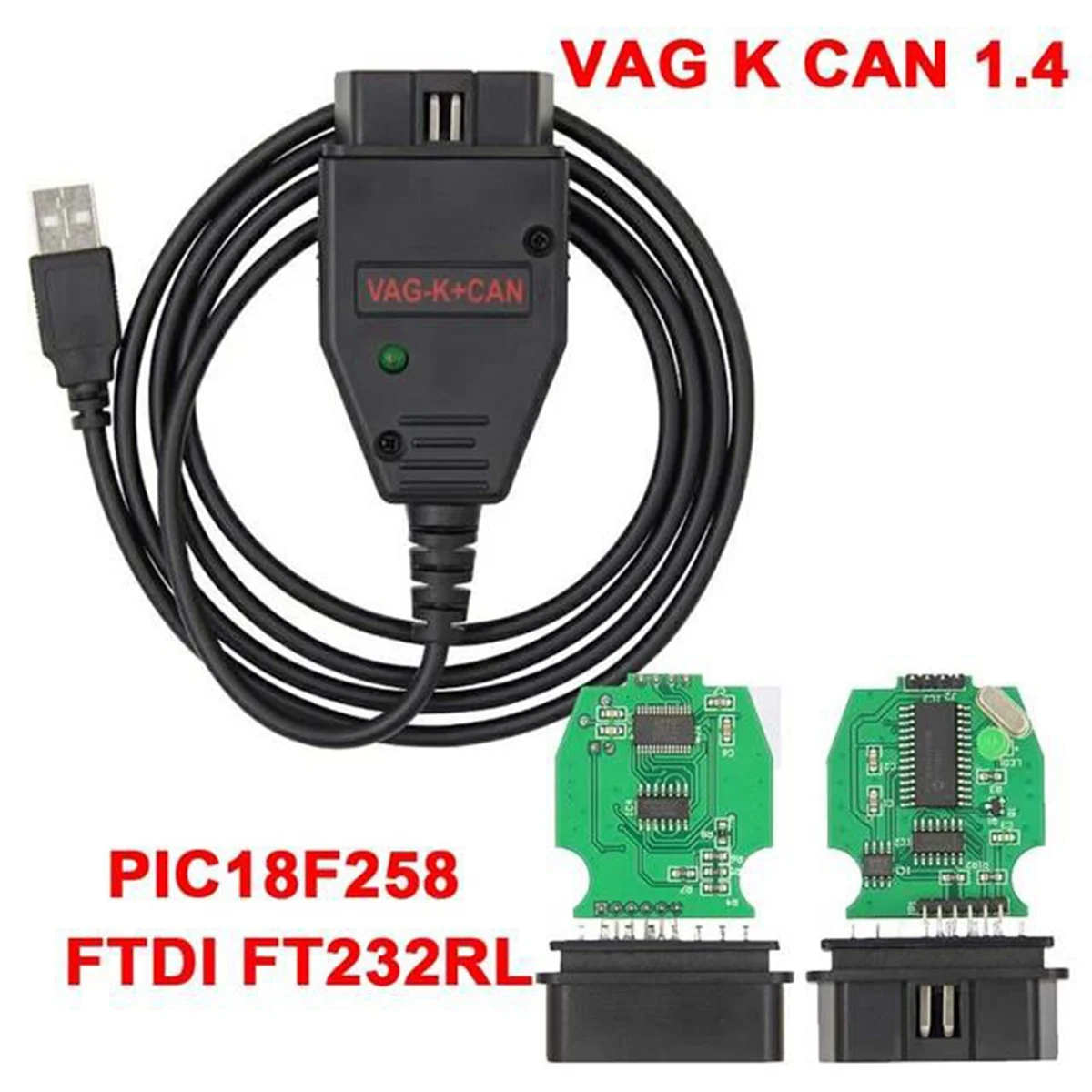 

VAG K+ CAN Commander 1.4 FTDI Chip OBD2 Scanner USB Cable Diagnostic Tool for VW/Audi/Skoda for VAG K-Line Commander