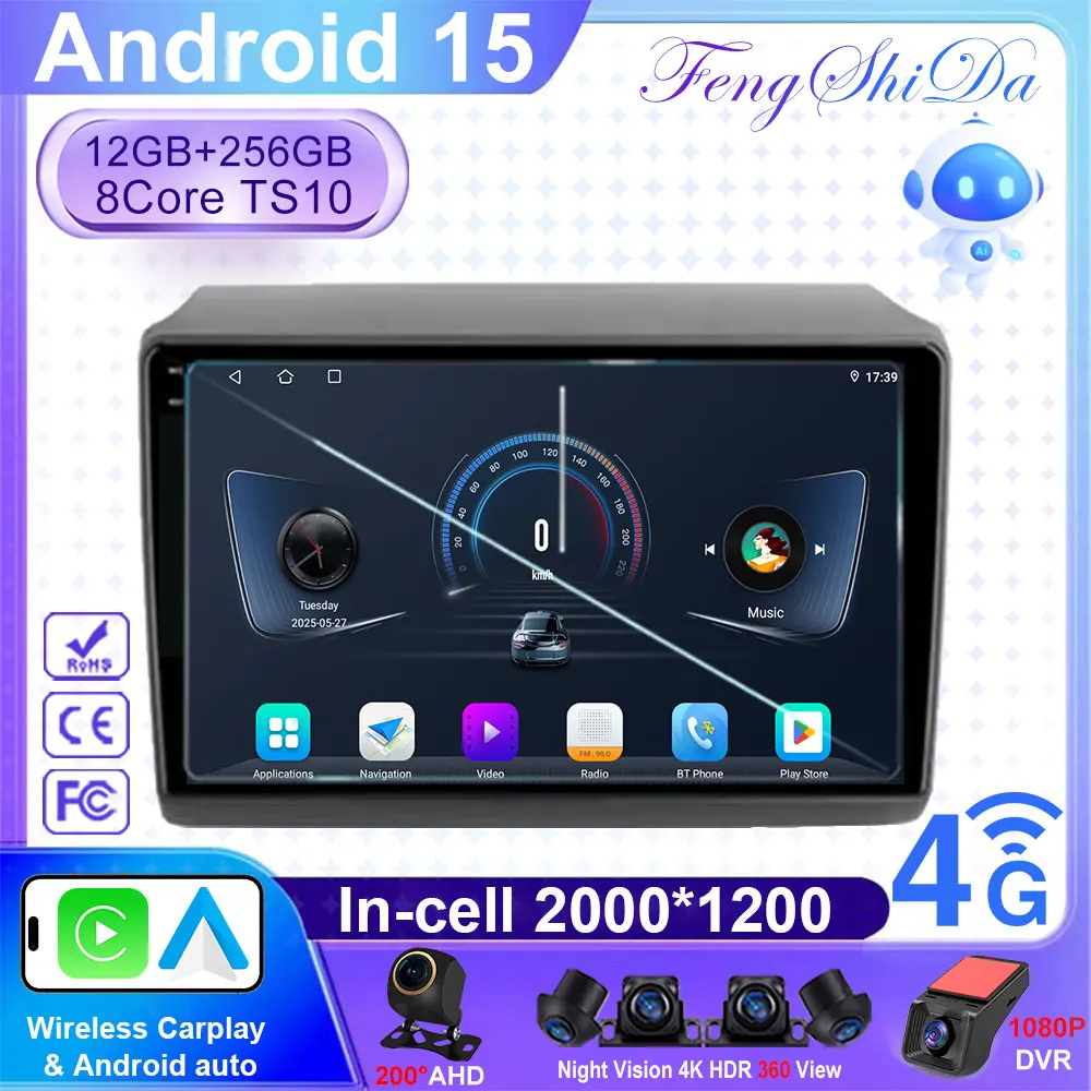 Para Fiat Ducato Peugeot Boxer Citroen Jumper 2006 -2022 Radio de coche inalámbrico Android 15 Carplay multimedia Android Auto 4G