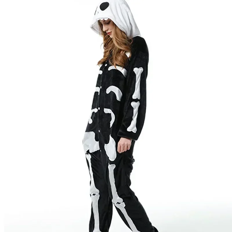 Anime Kigurumis Adult Skeleton Onesie Pajamas Animal Jumpsuit Funny Pajama Unisex Sleepwear Homewear Pajama Halloween Women Suit