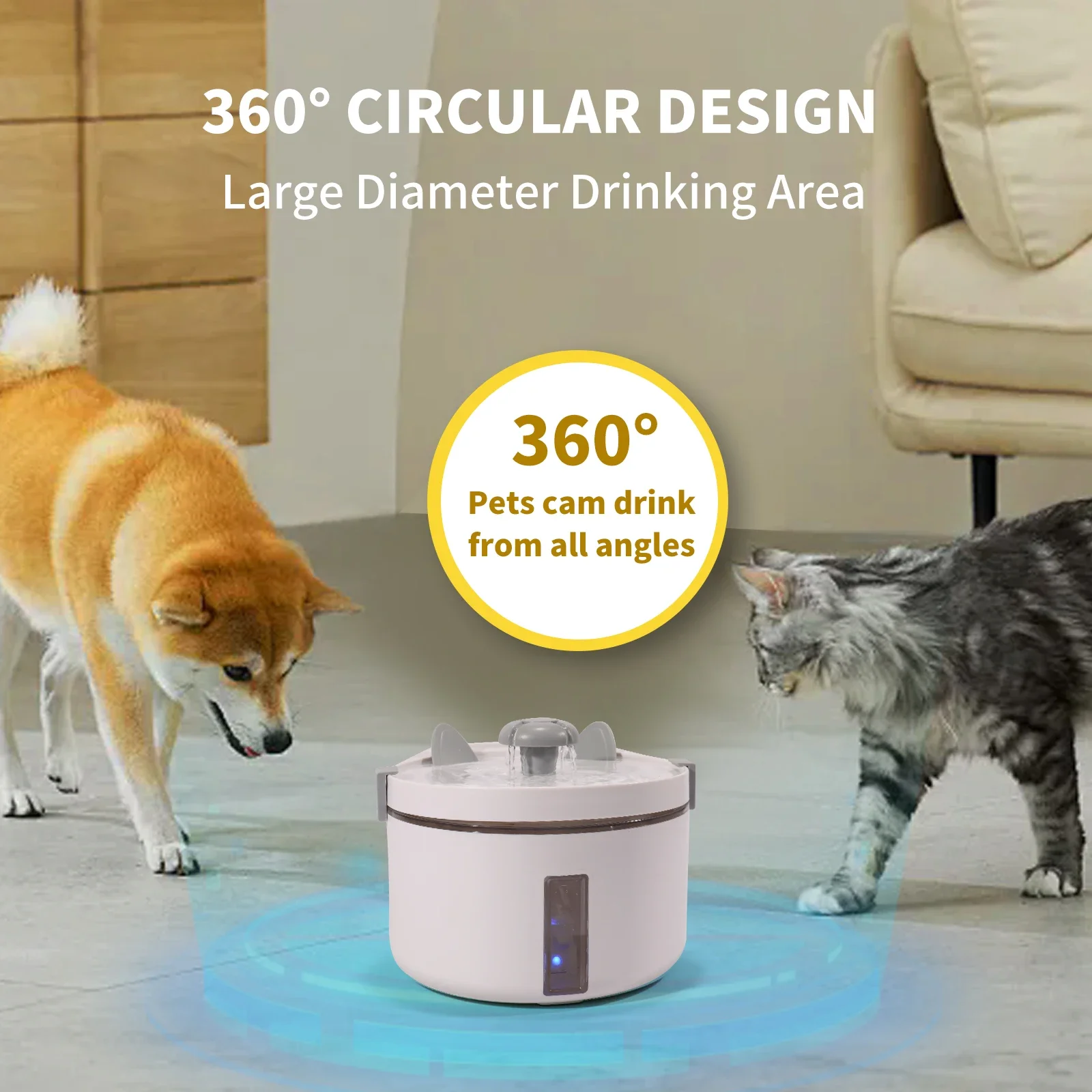 

Automatic Pet Water Fountain With Motion Sensor,2L Inside Ultra Quiet Pump Pet Water Dispenser Suitable for Cats & Dogs BPA-Free