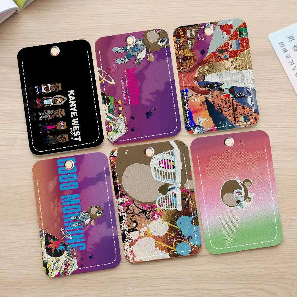 Kanye West Anmie Rectangle Keychain Card Holder, Badge Credit Card Holder, Student ID Card Holder, Bus Cards Cover