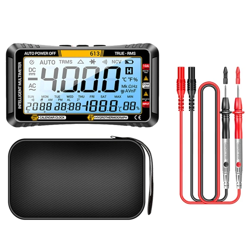 

613 Smart Multimeter Real-Time Power-Off Measuring Tester AC/DC Ammeter Voltmeter 4000Count Digital Multimetro Test Tool Black