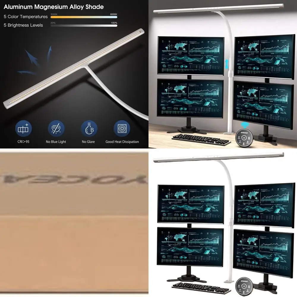 

Adjustable 31.5 Home Office Desk Lamp with Gesture Sensor, 24W Bright, Remote Control, Dimmable, Color Temperature, Monitor Ligh