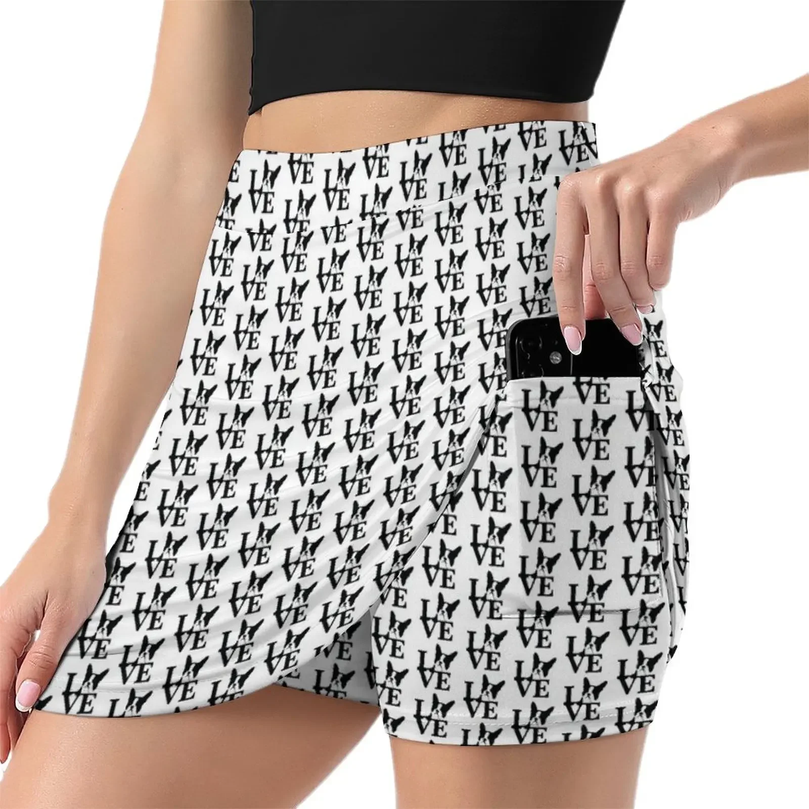 Boston Terrier Love Mini Skirt kpop 90s aesthetic fashion korean clothing Korean clothing