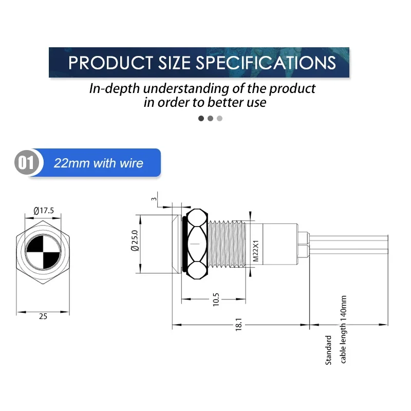 1 Uds. Luz indicadora de Metal LED de 22mm lámpara de señal de advertencia interruptor de cables piloto 3V 6V 12V 24V 110V 220V