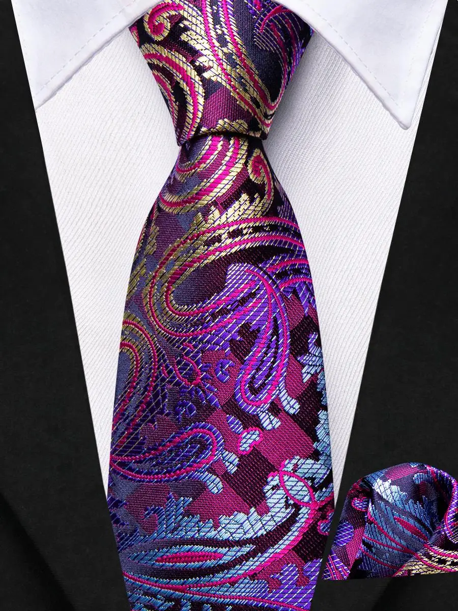 Hi-Tie Boy Silk Tie For Children Purple Paisley Child Necktie 120CM Long 6CM Wide Luxury Designer Handky Fashion Student Tie